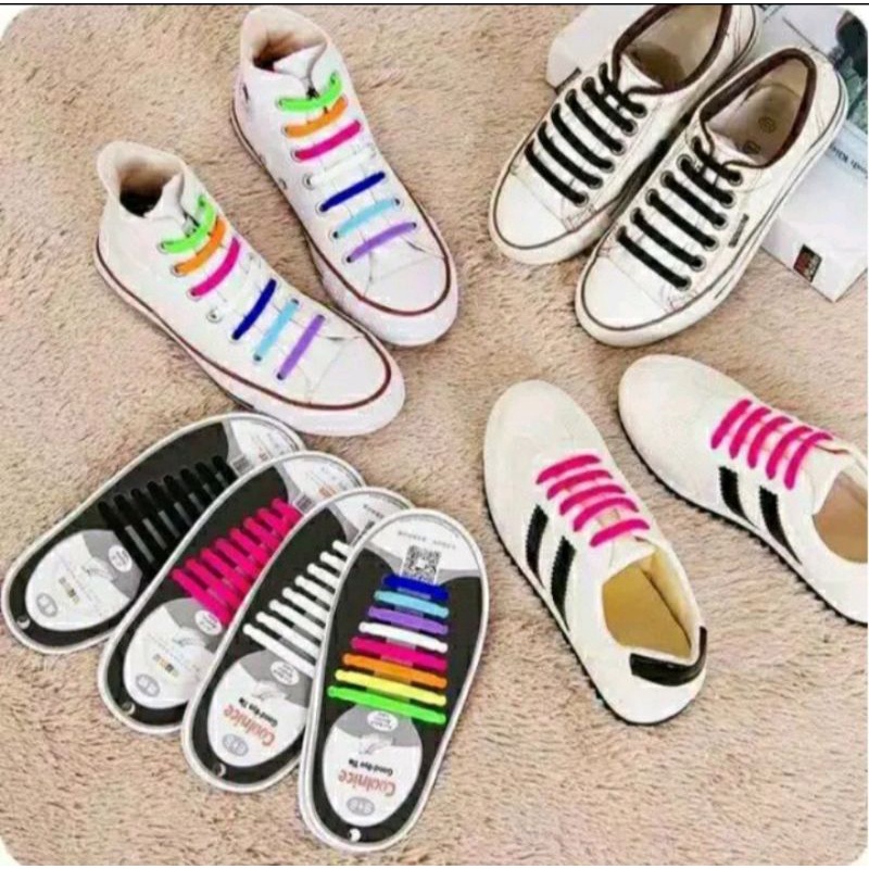 Tali Sepatu Silicone Tali Sepatu Karet 16PCS Tali Sepatu Elastis Tali Sepatu Viral