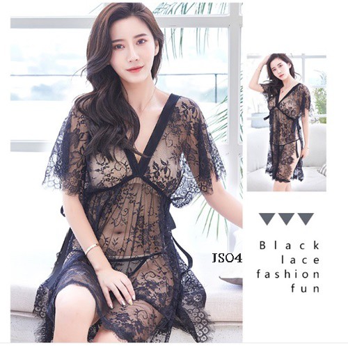 [TOKO TERPERCAYA] LINGERIE BIG SIZE HOMEDRESS BAJU TIDUR JUMBO HITAM FIT TO XXL JS04