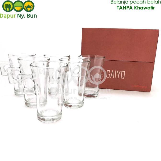 6Pcs Cangkir Kopi Kaca GAIYO Ukuran 200ml / Gelas Kaca / Mug Kopi