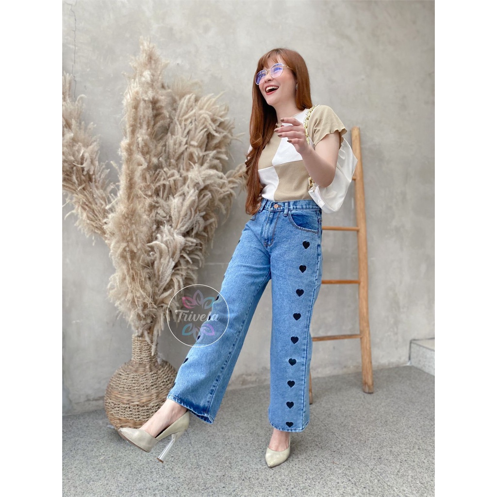 Kulot Jeans Love /. Kulot Jeans Wanita 27-34