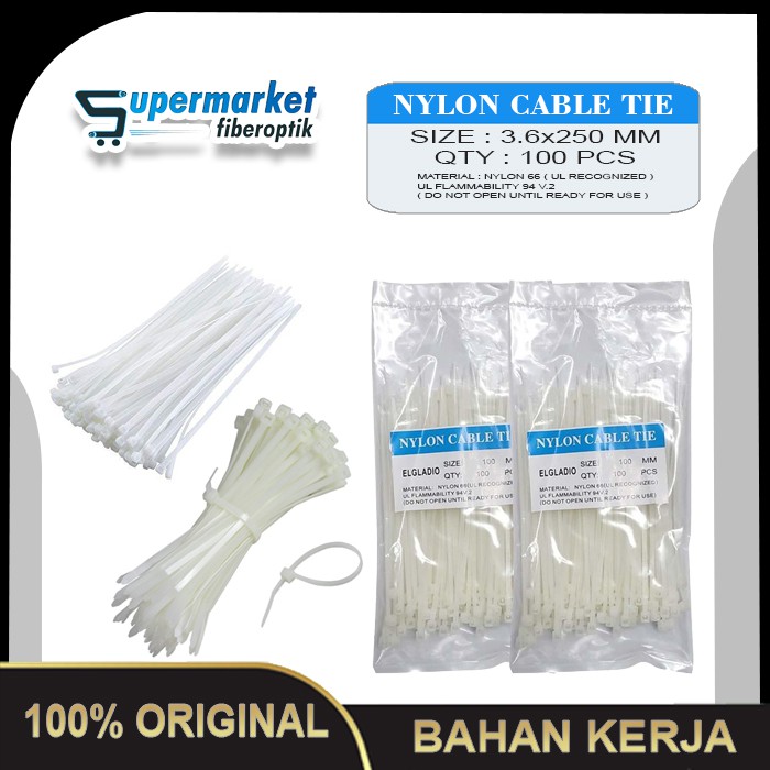 

Kabel Ties / Ties Cable Pengikat Kabel 3,6MM 250MM 1Pack 100 PCS
