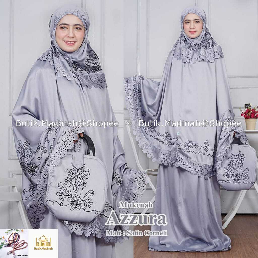 BUTIK.MADINAH MUKENA DEWASA AZZURA BORDIR 3D TIMBUL ROBERTO CORNELI SUTRA VELVET