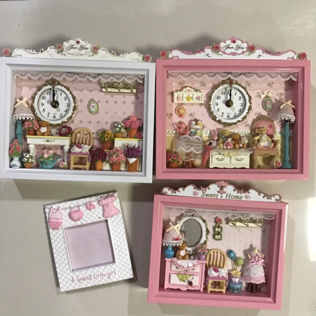 Pajangan frame 3d hiasan klasik frame foto hiasan jam pajangan kamar hiasan 3d miniatur