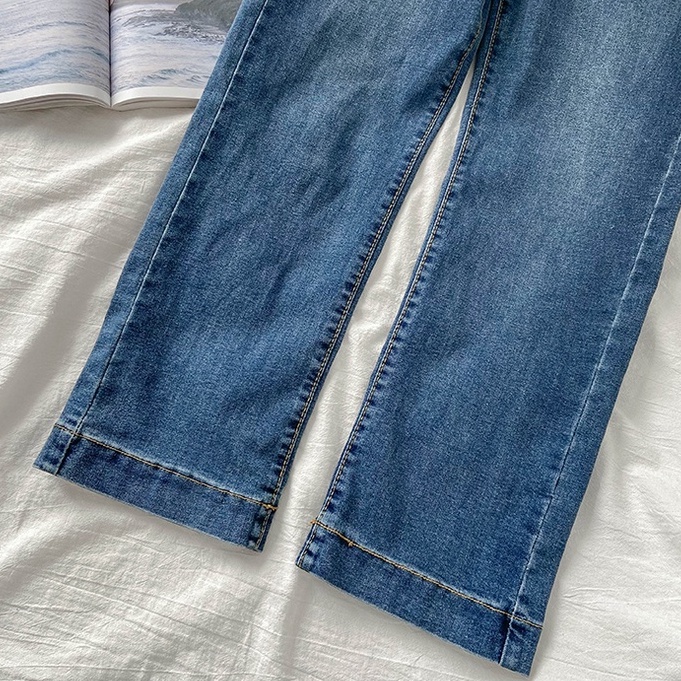 Korean Highwaist Lurus Celana Jeans Panjang Wanita Melar