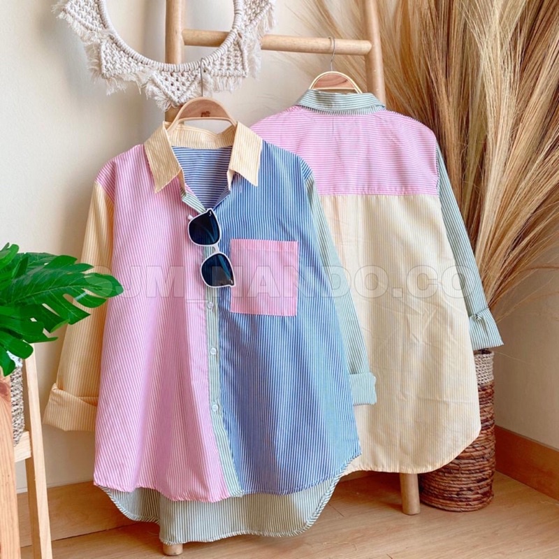 NANDO KEMEJA SUZY WARNA WARNI BAHAN KATUN POPLIN IMPORT PREMIUM LENGAN PANJANG 066-2