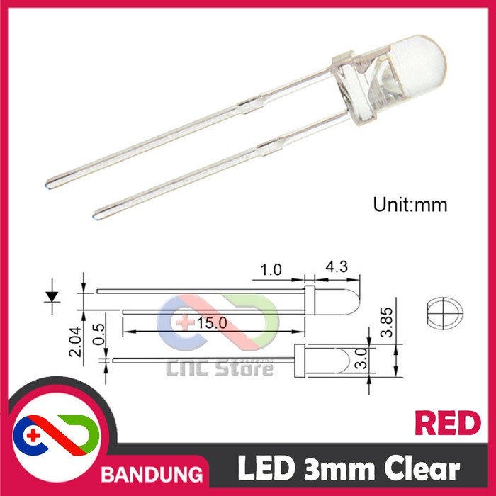 10PCS LED 3MM F3 SUPER BRIGHT RED MERAH CLEAR