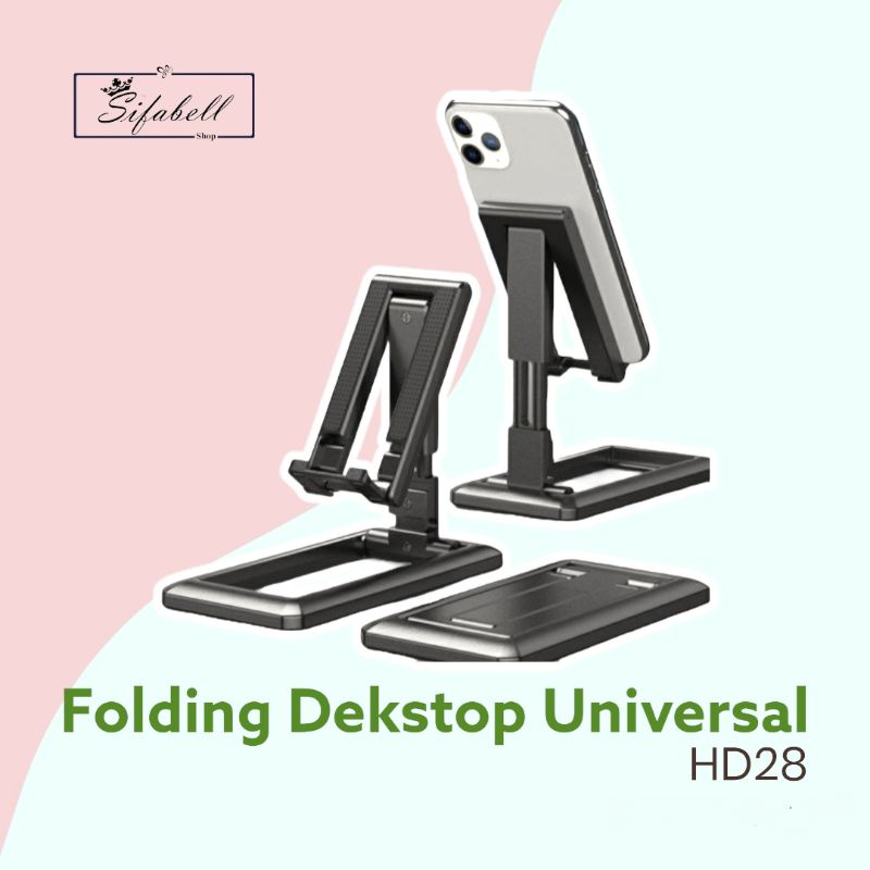 Folding Desktop Universal HD-28 Dudukan HP Lipat HD28 Phone Holder Lipat Support Stand Meja Standing Phone