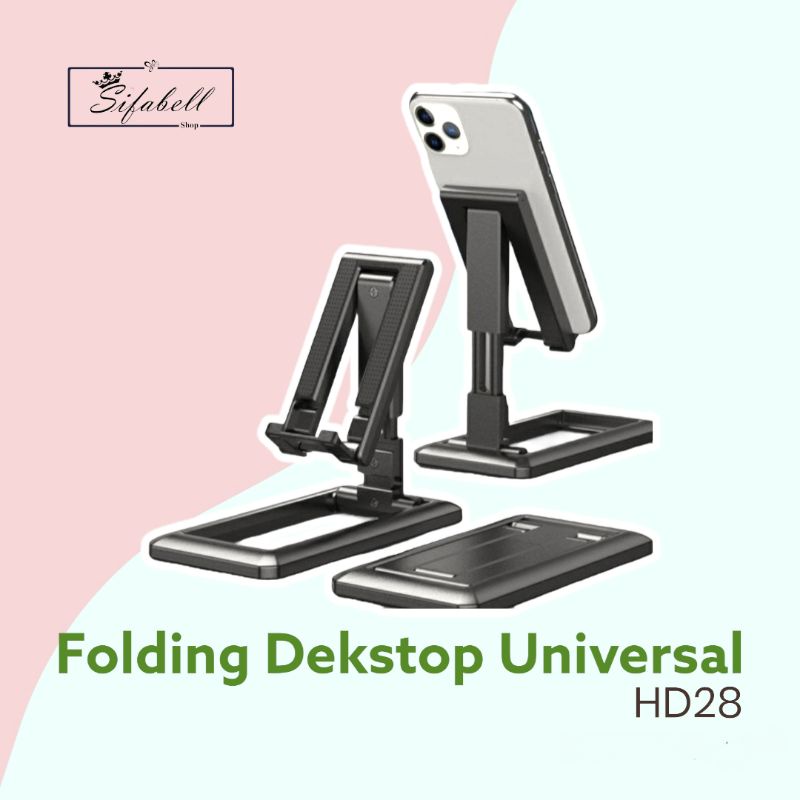 Folding Desktop Universal HD-28 Dudukan HP Lipat HD28 Phone Holder Lipat Support Stand Meja Standing Phone