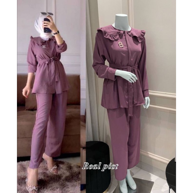 Setelan Polos Viral Crinkle air flow//One set kimono polos viral Crinkle adem nyaman