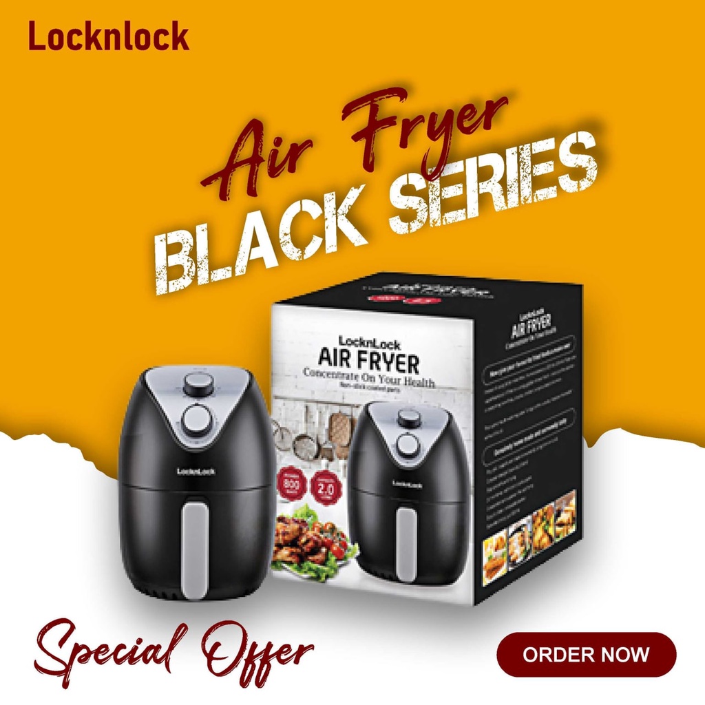 AIR FRYER BLACK SERIES LOCK N LOCK ||100% ORIGINAL LOW WATT