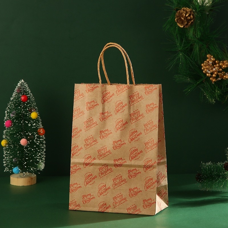 New Year Christmas Theme Series Kraft Paper Bag/ Thickened Multi-style Gift Tote Bags