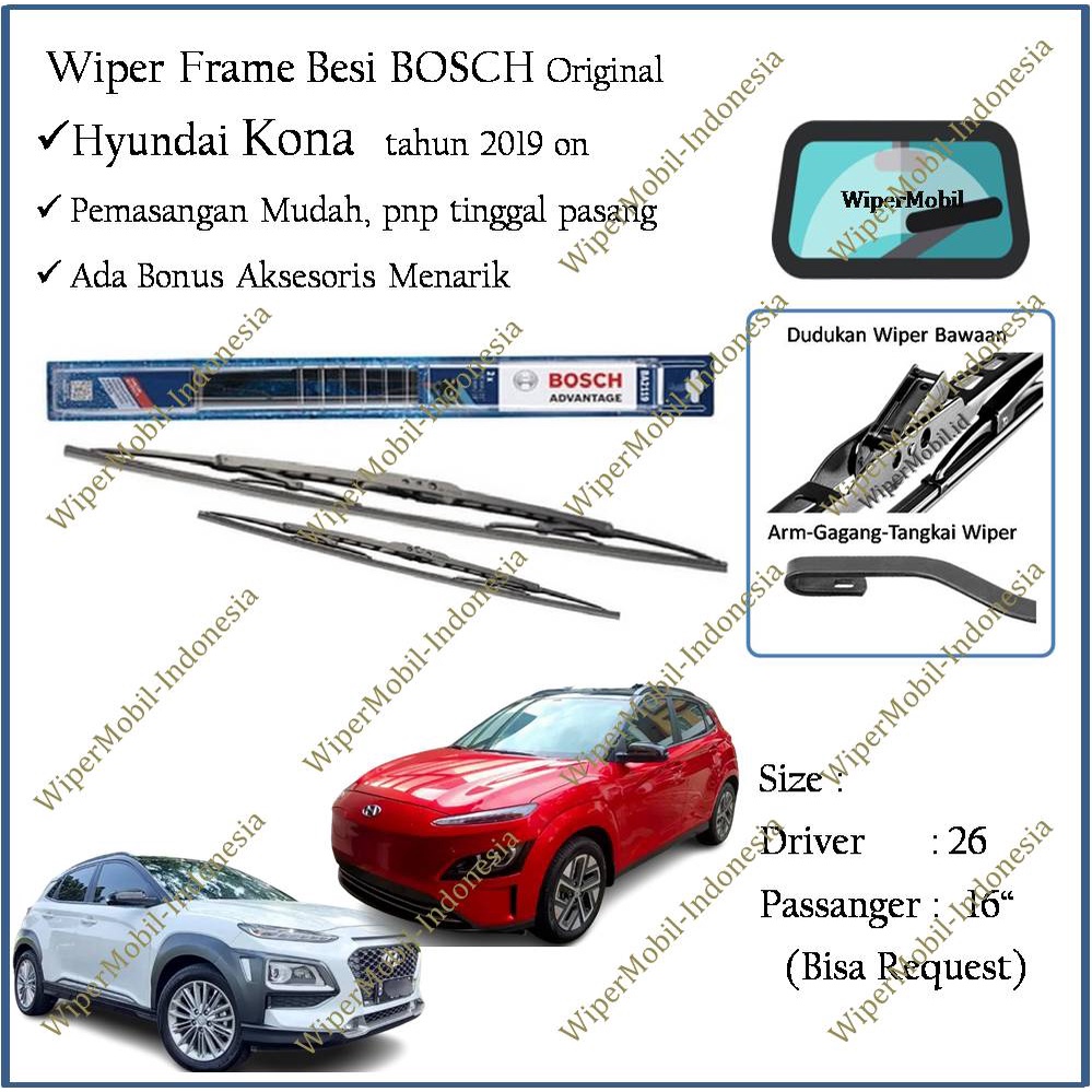 Wiper Frame Besi Bosch Hyundai Kona 2019 2020 2021 2022 2023 2024