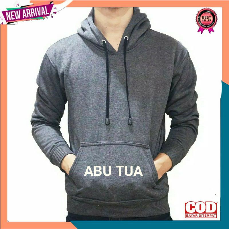 HOODIE Wanita Sweater Pria Polos Laki Laki Perempuan XL-Hoodie Abu Tua