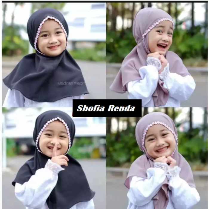 A2lda Kerudung Hijab Jilbab Anak Bayi Instan Lucu Murah Motif Shofia Renda - Kuning Kunyit