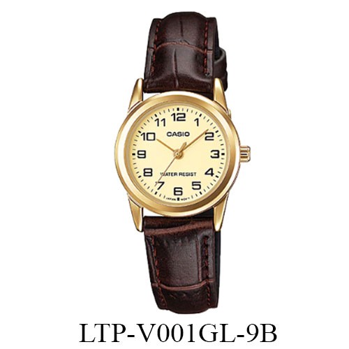 Casio Original LTP-V001GL (Luxurious And Glamorous) Jam Tangan Kulit - Gold - Kulit - Analog