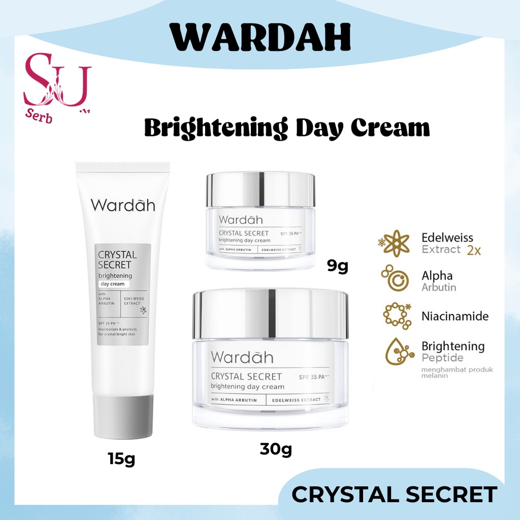 Wardah Crystal Secret Brightening Day Cream SPF 35 PA+++ 9ml | 15ml | 30g