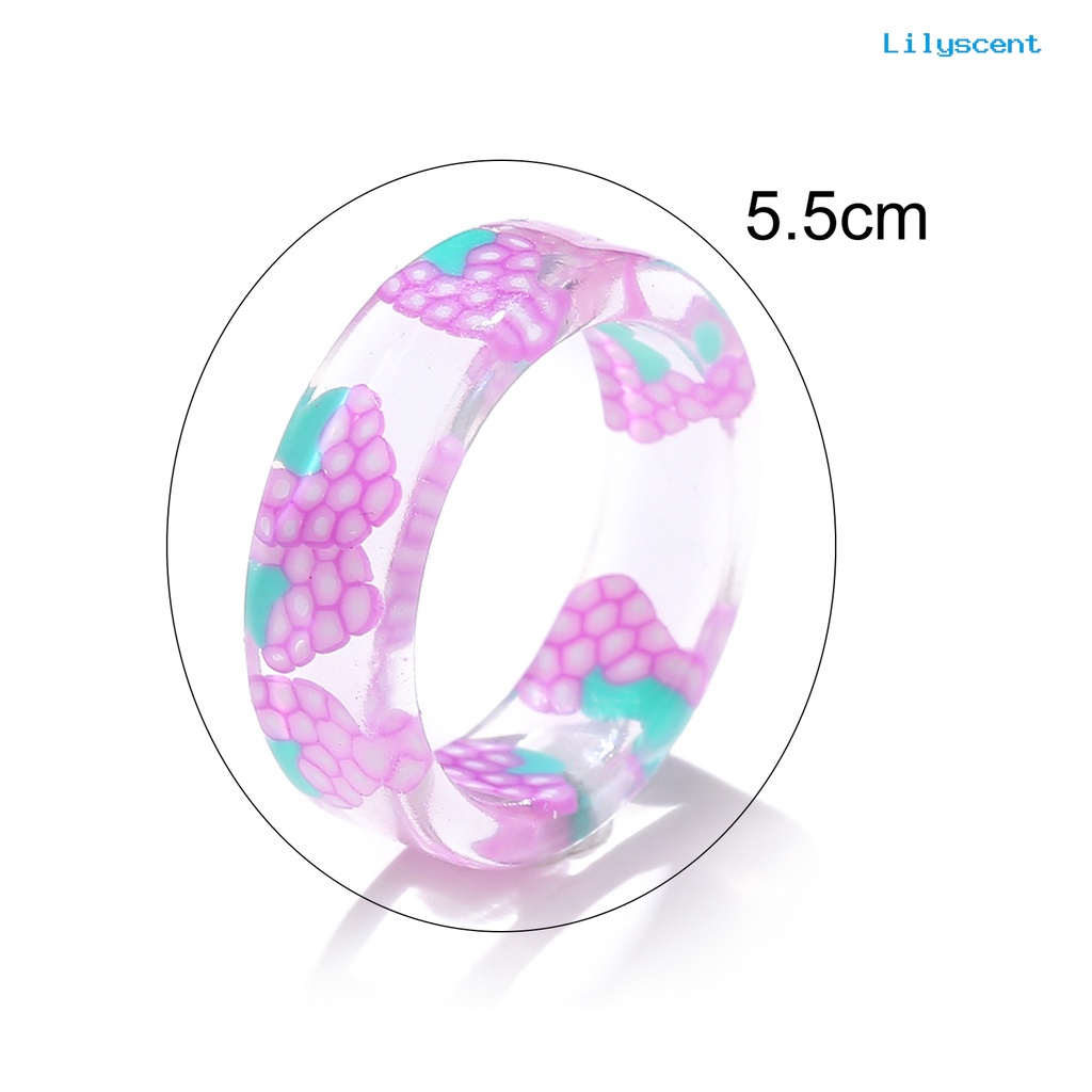 7pcs Cincin Jari Bentuk Lemon Bahan Resin Warna-Warni Untuk Hadiah