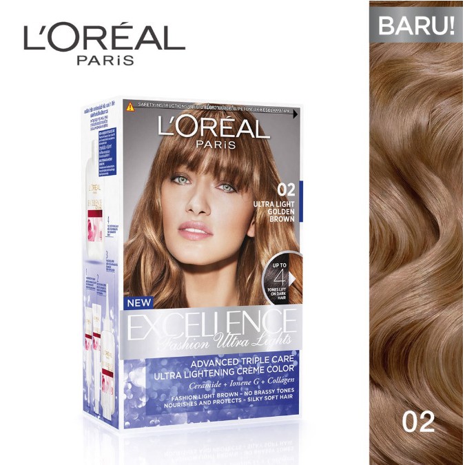 L'Oreal Paris Excellence Fashion Ultra Light Hair Color #02 Golden Brown [Pewarna Rambut Permanen]