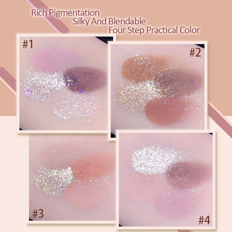 【READY STOCK】4-Color Eyeshadow Palette Waterproof Eye Shadow Matte Eye Shadow