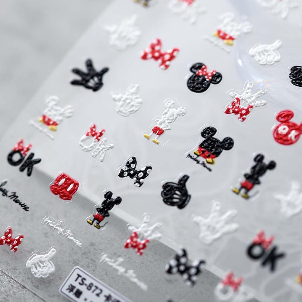 Stiker Kuku Motif Kartun Mickey Minnie Mouse Gaya Jepang Untuk Dekorasi Nail Art