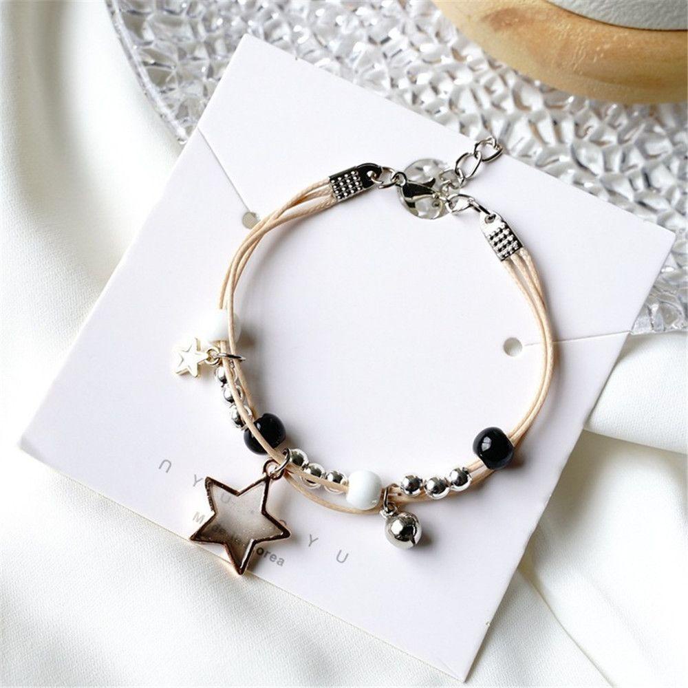 R-flower Butterfly Bracelet BFF Bell Beads Hadiah Teman Liontin Yang Dapat Disesuaikan
