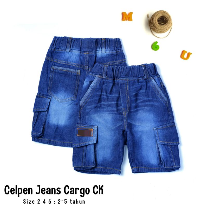 Celpen Jins Celana Pendek Jeans Anak Bio Wash Cargo CK [2-9 Tahun]