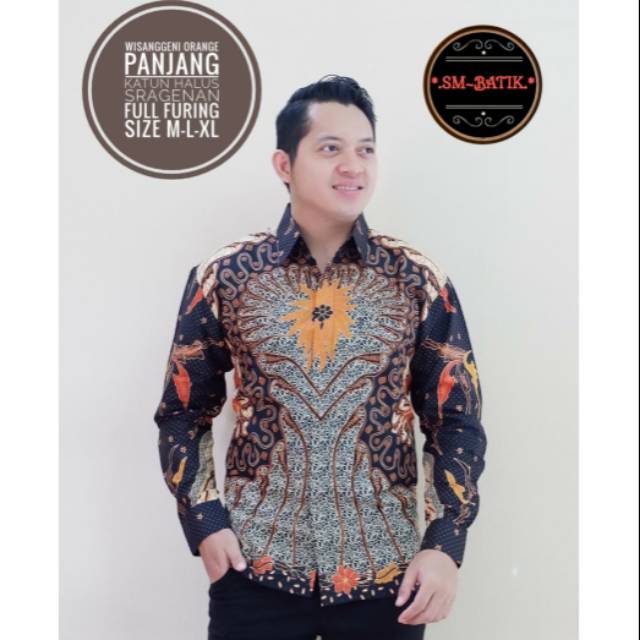 Kemeja Batik Exclusive Warna Orange/Batik Lapis Puring/Batik Lengan Panjang Terbaru