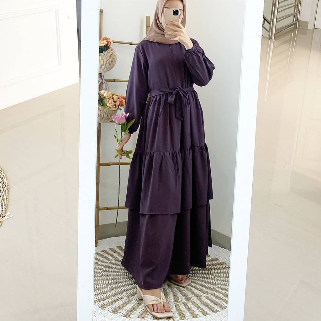 Baju Gamis Wanita Syar'i Muslim Dewasa Gamis Wanita Sultan Modis Lebaran Terbaru izany-Virsa darkpurple