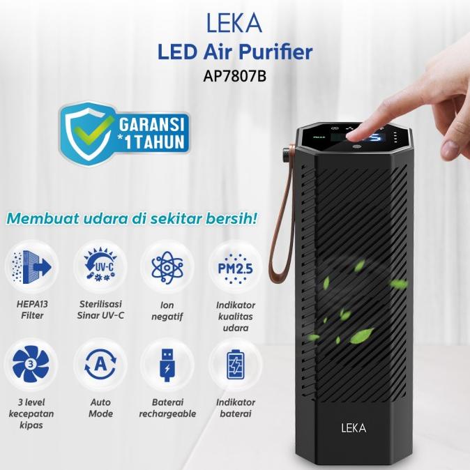 Leka Ap7807 Led Air Purifier - Hepa13 Filter Sinar Uv-C Portable Hepa