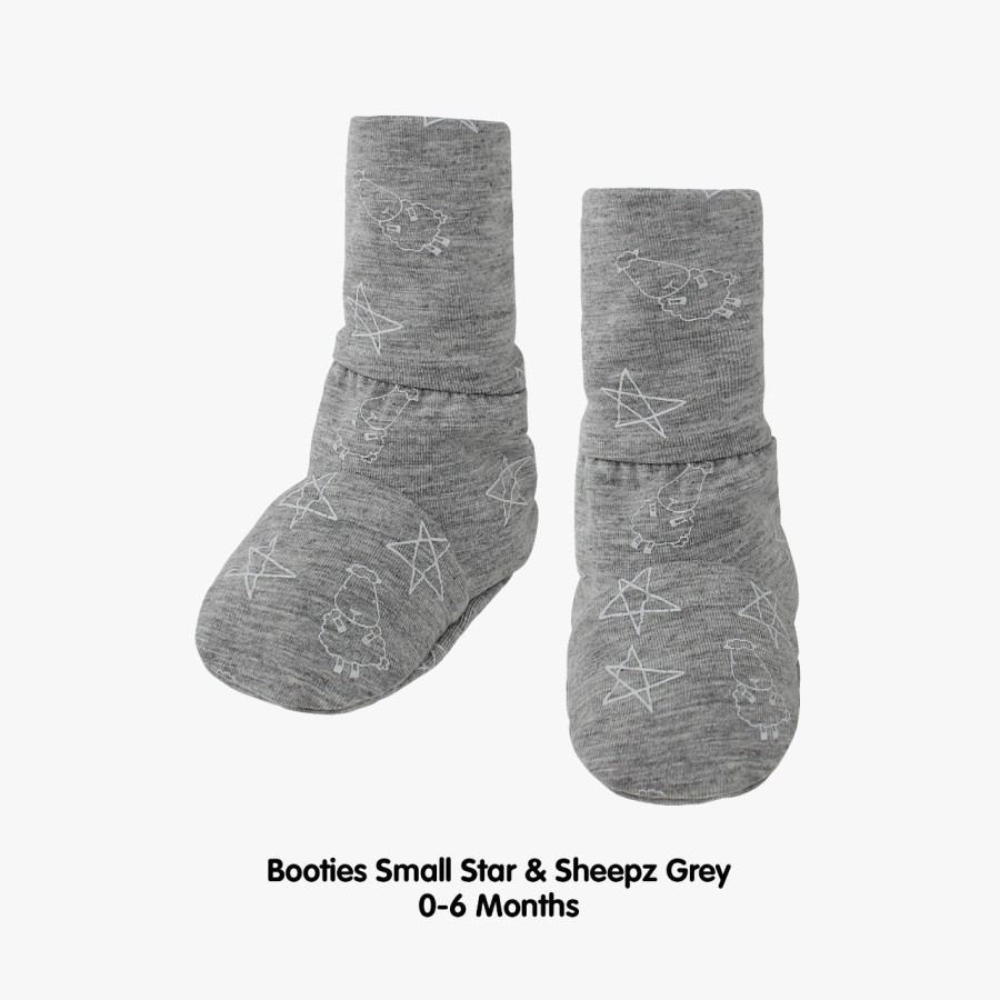 Baa Baa Sheepz Booties Kaos Kaki Bayi Small Star Sheep Grey