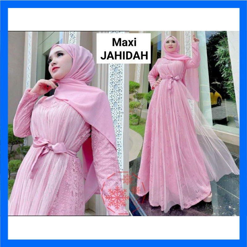 Baju Gamis Muslim Terbaru 2021 Model Baju Dress Pesta Wanita kekinian Bahan Brokat Kondangan Remaja