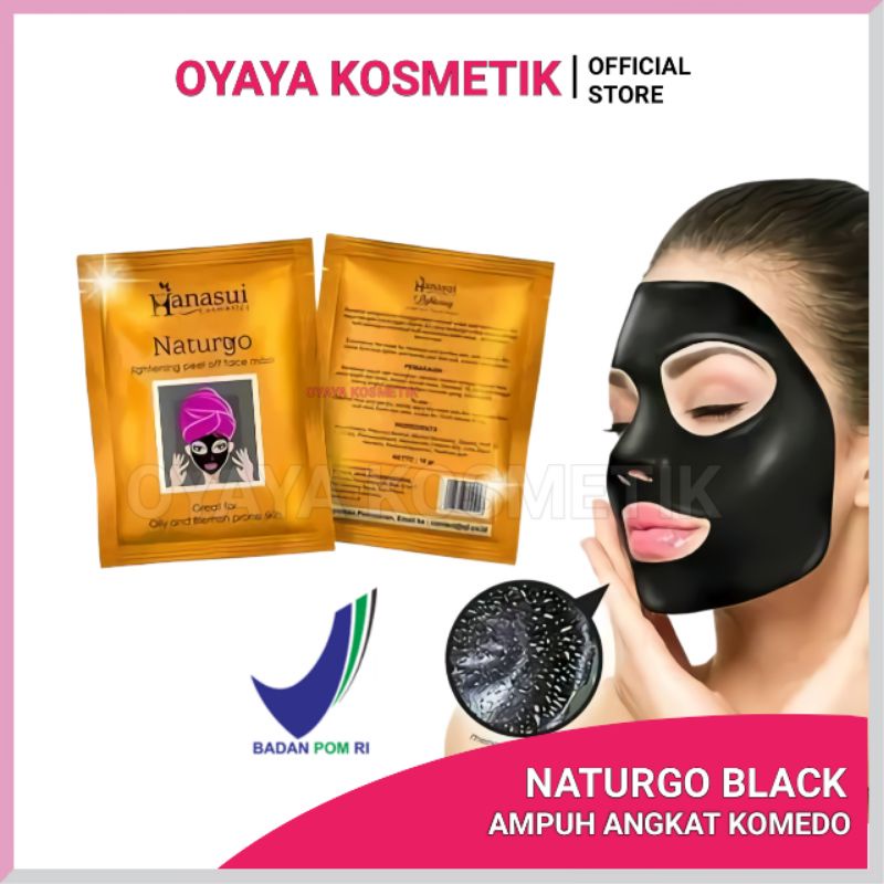 Masker Peel Off Black Mask Carbon Hanasui Naturgo Black Ampuh Mengangkat Komedo Kemasan Sachet Sudah BPOM Masker Hitam Lumpur Wajah Hanasui Mask Sachet Berkualitas OYAYA KOSMETIK PEKANBARU SYB Ecer grosir RIAU