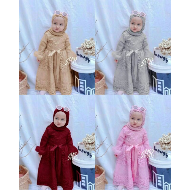 Maxi Maxy Dress Longdress Kondangan Pesta Anak Brukat Tile Dot Kid Kids Chikita