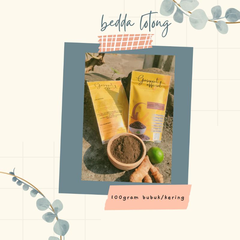LULUR BEDDA LOTTONG 100gr BUBUK pembelian min 10biji free 50gram+spatula masker
