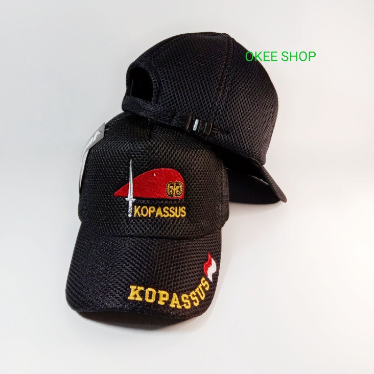 TOPI PRIA LOGO KOPASSUS / TOPI JARING KOPASSUS / TOPI LOGO KOPASSUS BORDIR