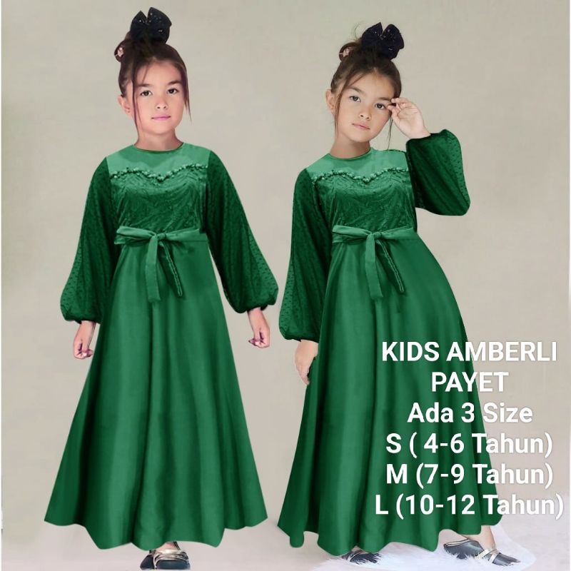 COD☑️PAKAIAN GAMIS ANAK TERBARU/MAXI AMBERLI KIDS/MATT MOSCREPE MIX BROKAT DAN TILLE DOT/3 UKURAN S-M-L/PAKAIAN MUSLIM ANAK/GOOD QUALITY