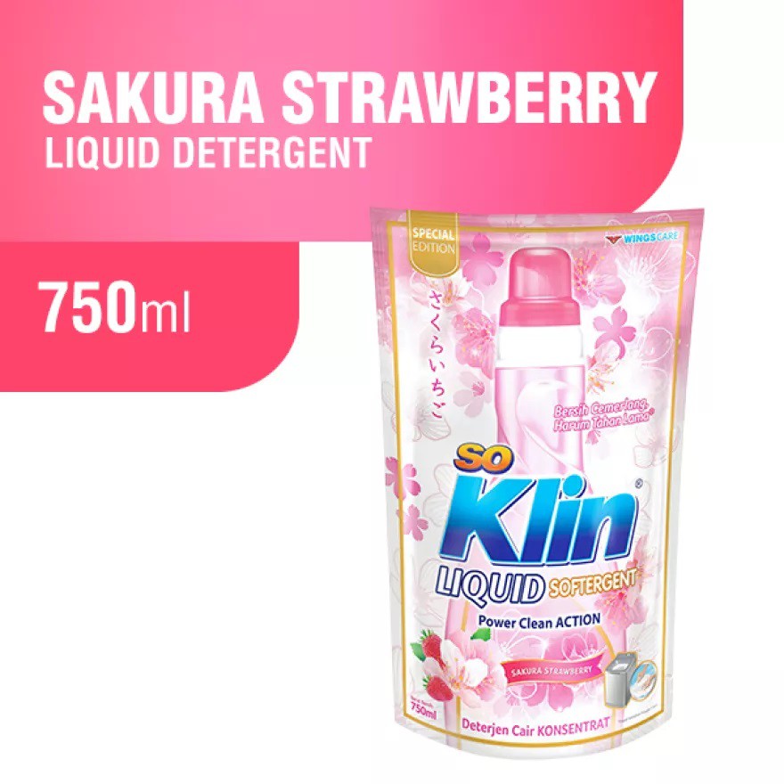 SO KLIN Liquid Detergent Sakura [750 mL/ Kemasan Pouch]