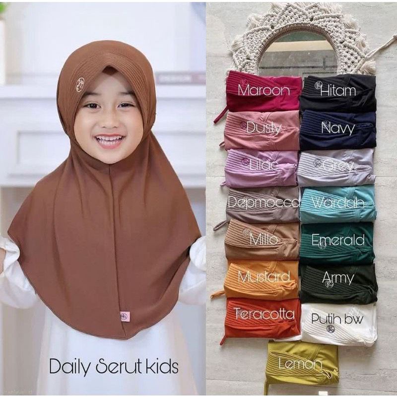 KERUDUNG SERUT ANAK//JILBAB SERUT ANAK TALI BELAKANG//KERUDUNG INSTAN ANAK