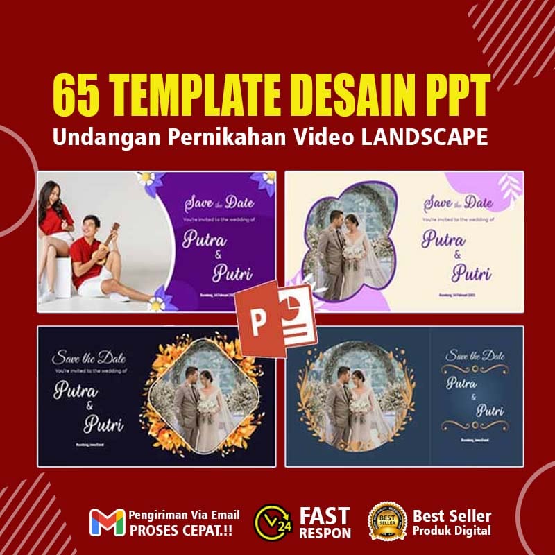 65 TEMPLATE VIDEO PPT WEDDING  UNDANGAN PERNIKAHAN LANDSCAPE + BONUS