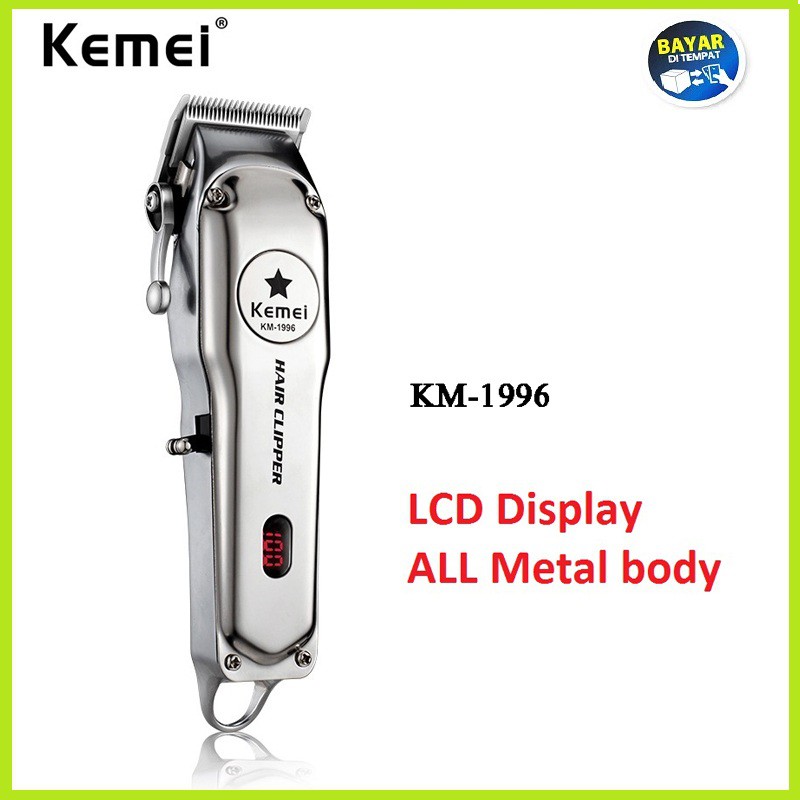 Hair Clipper Kemei KM 1996 LED Display Alat Cukur Rambut Cas Full Metal Body