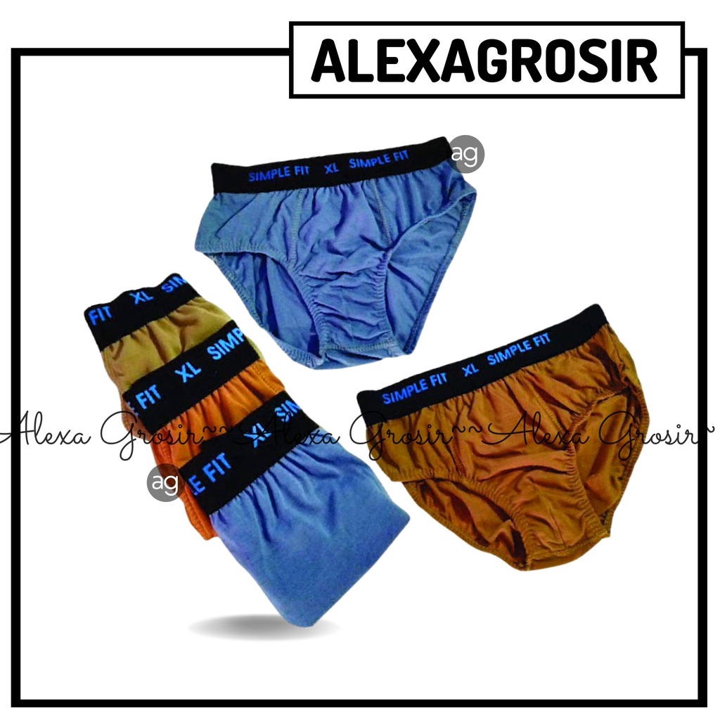 Undies Celana Dalam Pria Polos Merk Simple Fit Ukuran ampe extra jumbo size M,L ,XL,3L,  1 pcs alexa