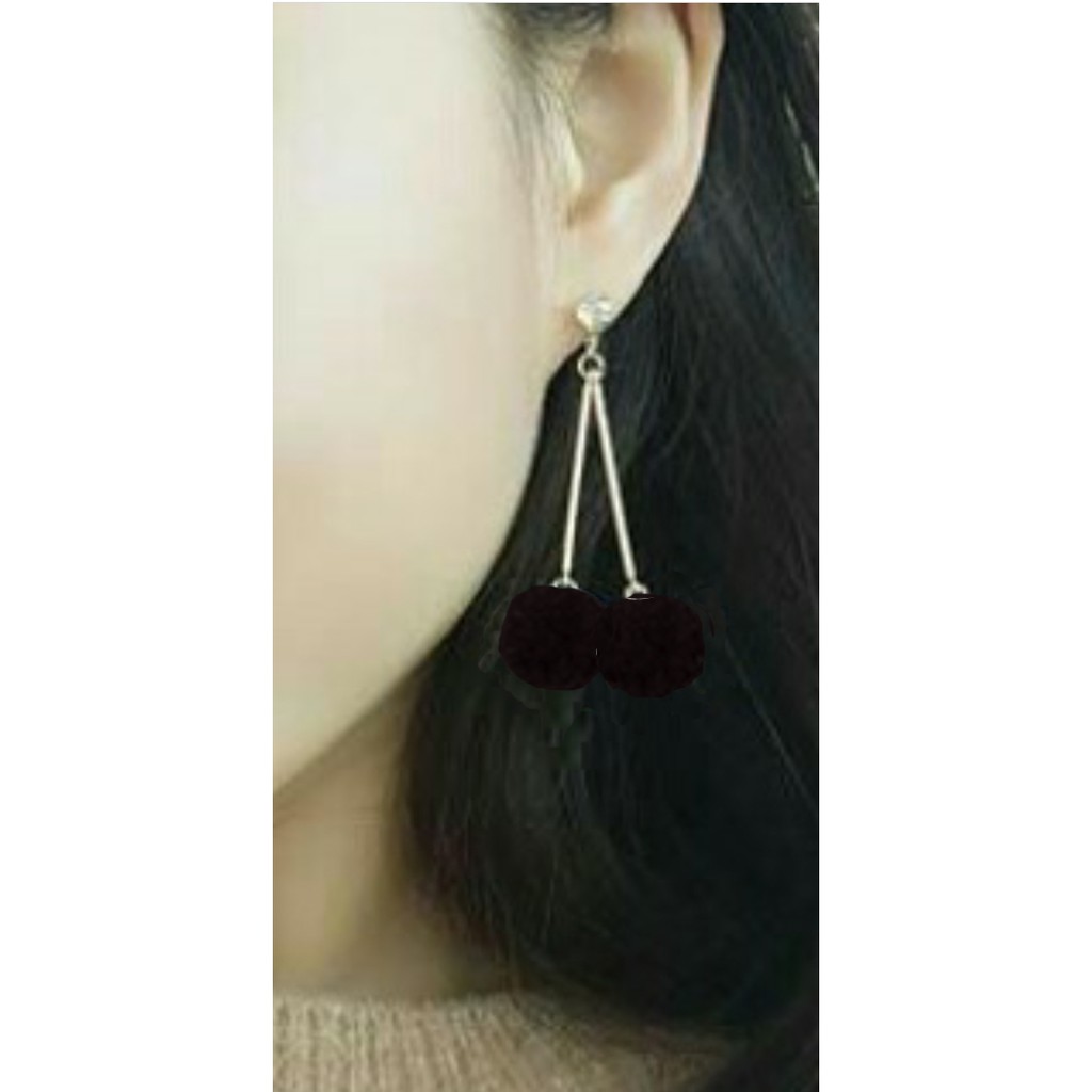 Anting Fashion Wanita Anting Korea StyleDuble Rantai Pompom Termurah MISS 111