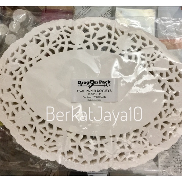 Paper Doilies 10.5&quot;x14&quot; OVAL PUTIH (10 Pcs) Kertas Doyleys Alas Renda 26.5x35.5cm