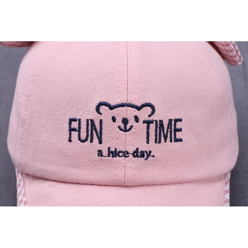 Topi Anak Baseball bayi Fun Time bear motif lucu bordir baby cap