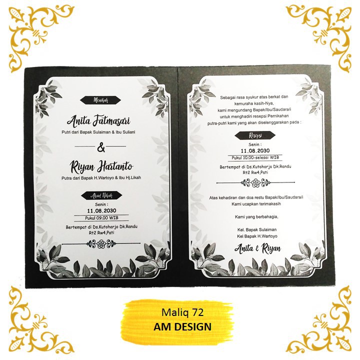

Cetak undangan pernikahan desain Maliq 72 New