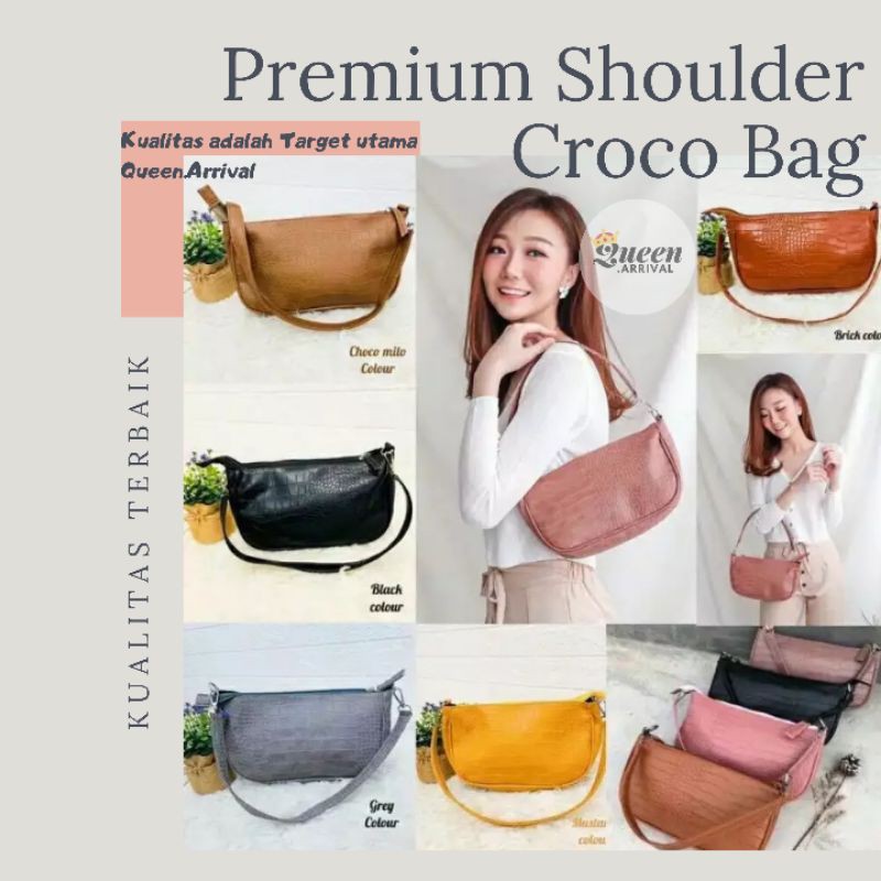 Tas Bahu Wanita Korea Bahan Croco Model Simple Elegan Tahan Air Shoulder Bag Wanita Korea Sling Bag Wanita Korea Tote Bag Simple Fashion Wanita Tas Make Up Wanita Tas Kondangan Wanita Pounch Make Up Tas Pesta Wanita Tas Artis Tiktok