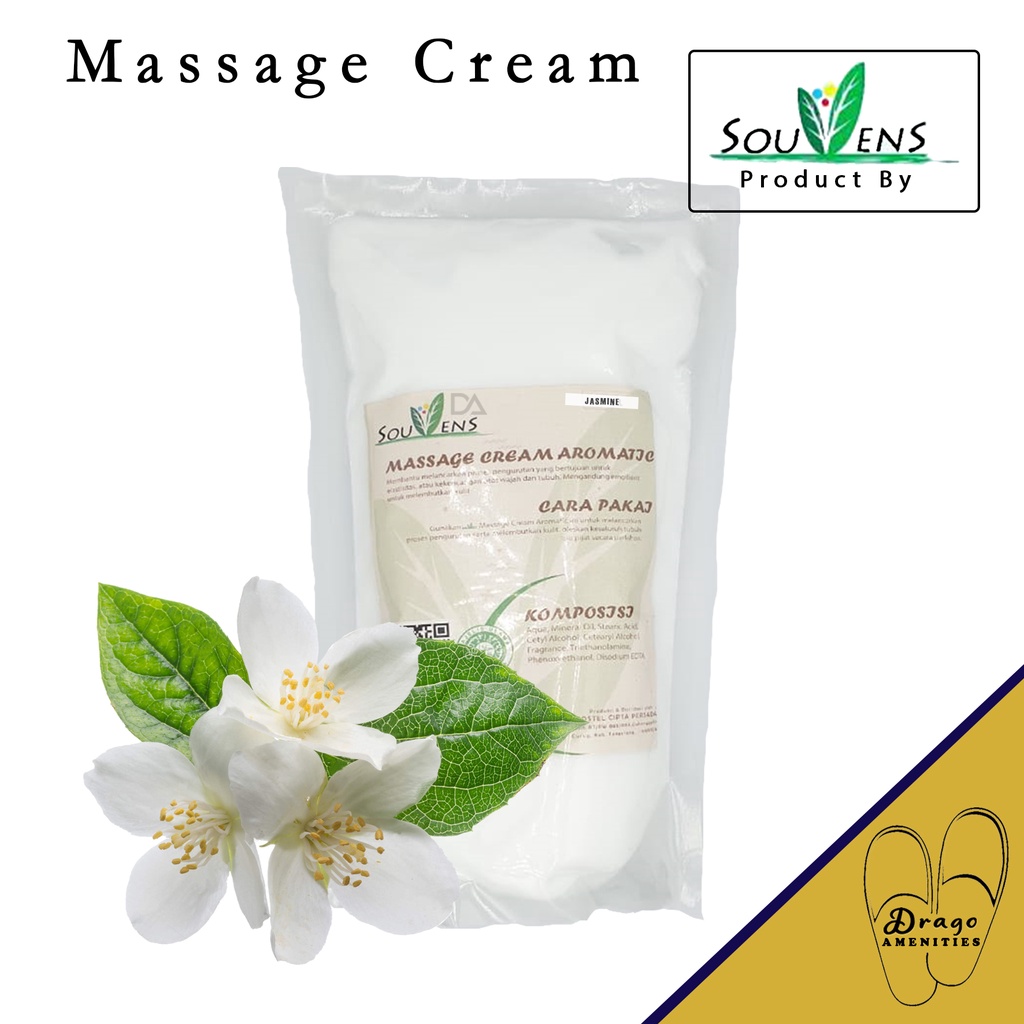 Massage Cream SOUVENS / Cream Pijat Badan Relaks 5 kg Wangi Greentea / Plain Semerbak Spa Murah Refill