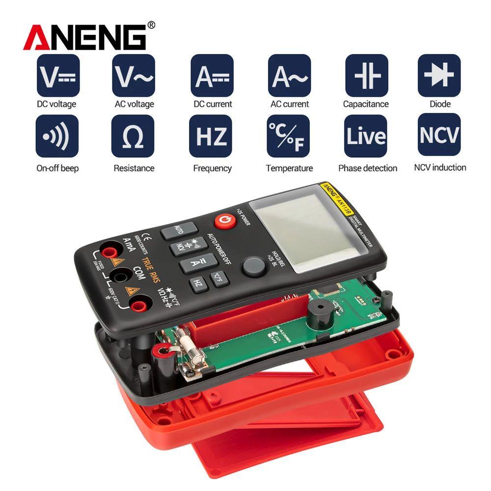 Solighter Digital Smart Multimeter ANENG AN113B Auto-Ranging Dengan Temperature Tester Digital Profesional Meter