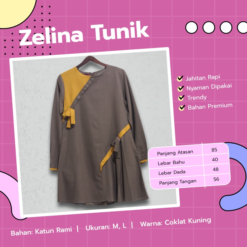 Heidar - Zelina Tunik Baju Atasan Wanita Dress Dres Import Remaja Dewasa OOTD Bahan Katun Rami Ukura