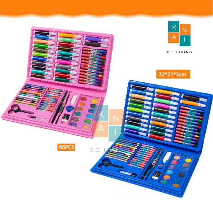 

Art / Crayon Set Anak 86 Pcs Pensil Warna Alat Lukis Set Crayon Set Kado - Biru